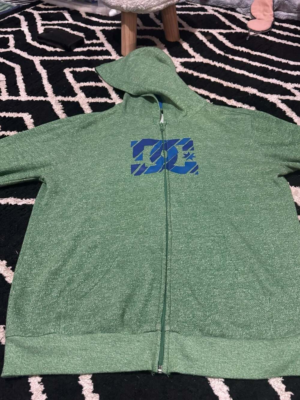 DC Shoes Green Full Zip Hoodie with Blue Logo